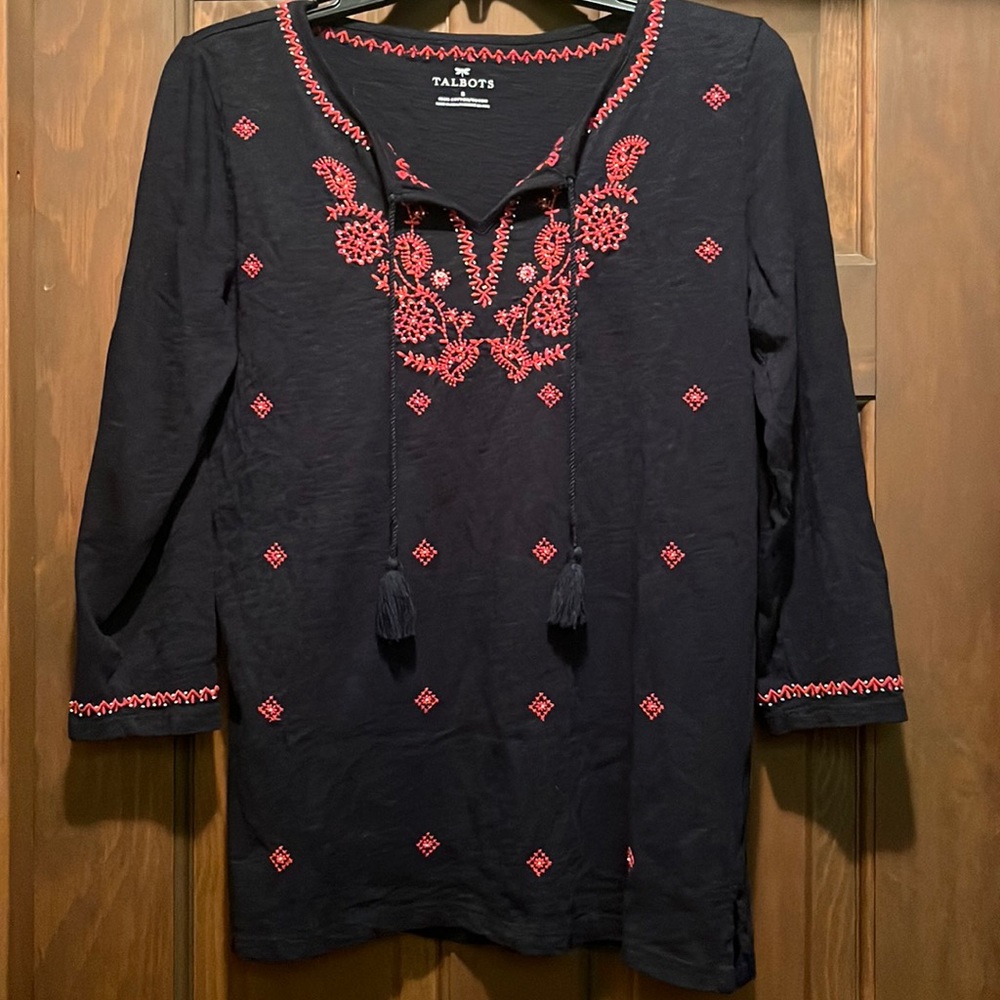 NWOT Talbots embroidered boho blouse size small